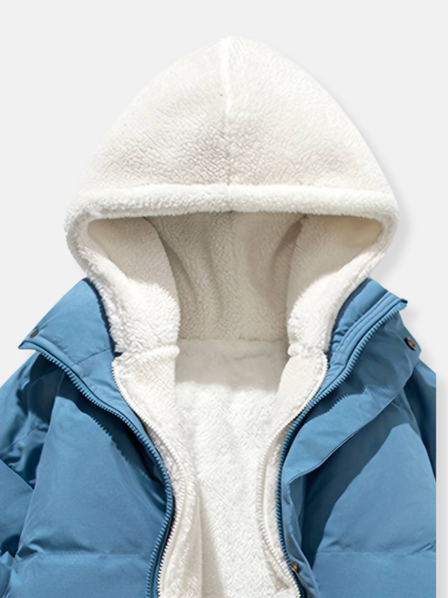 Warme Winterjacke mit Reißverschluss Rosa – Clara