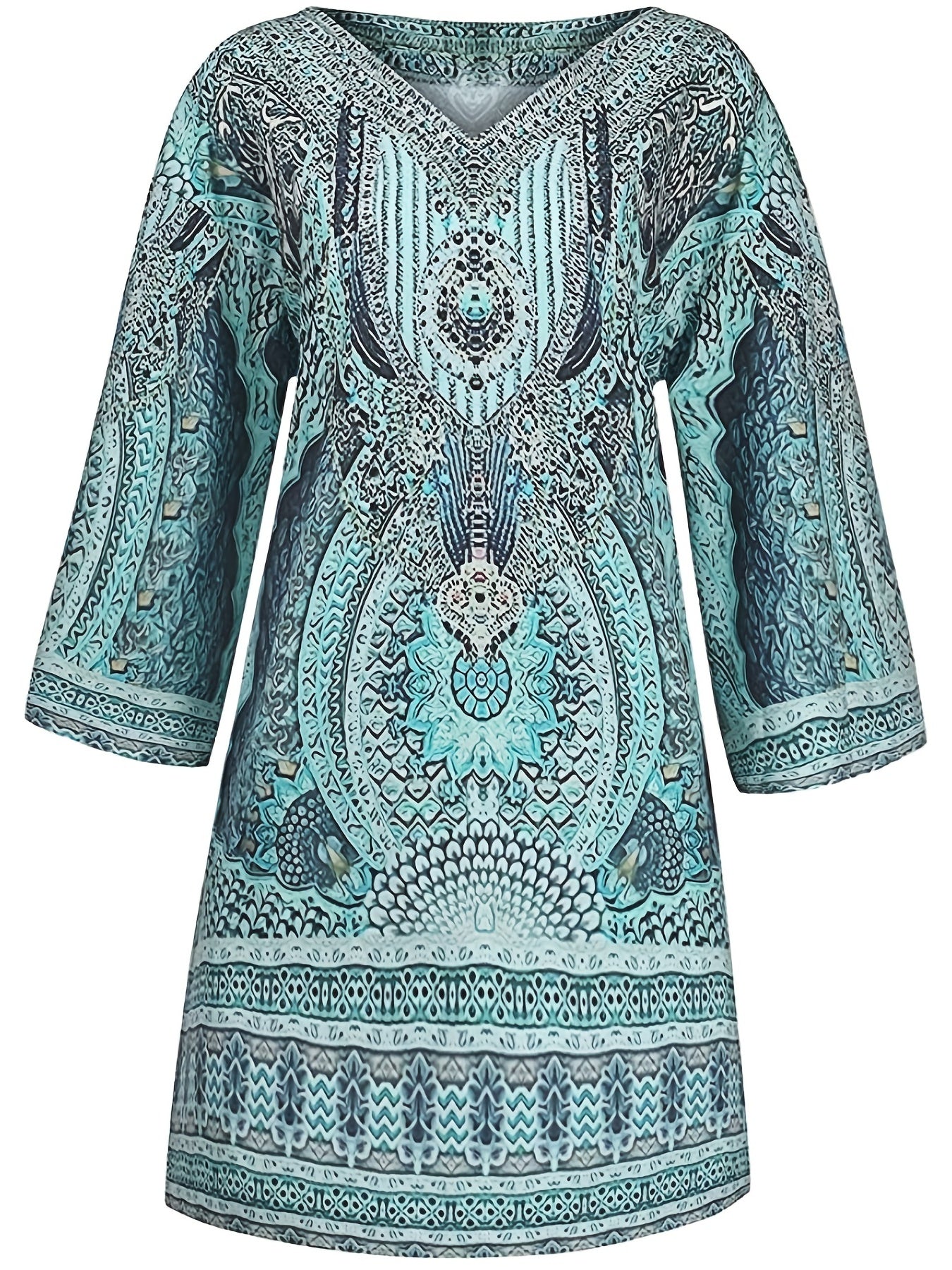 Rotes Tribal Print Kleid - Amara