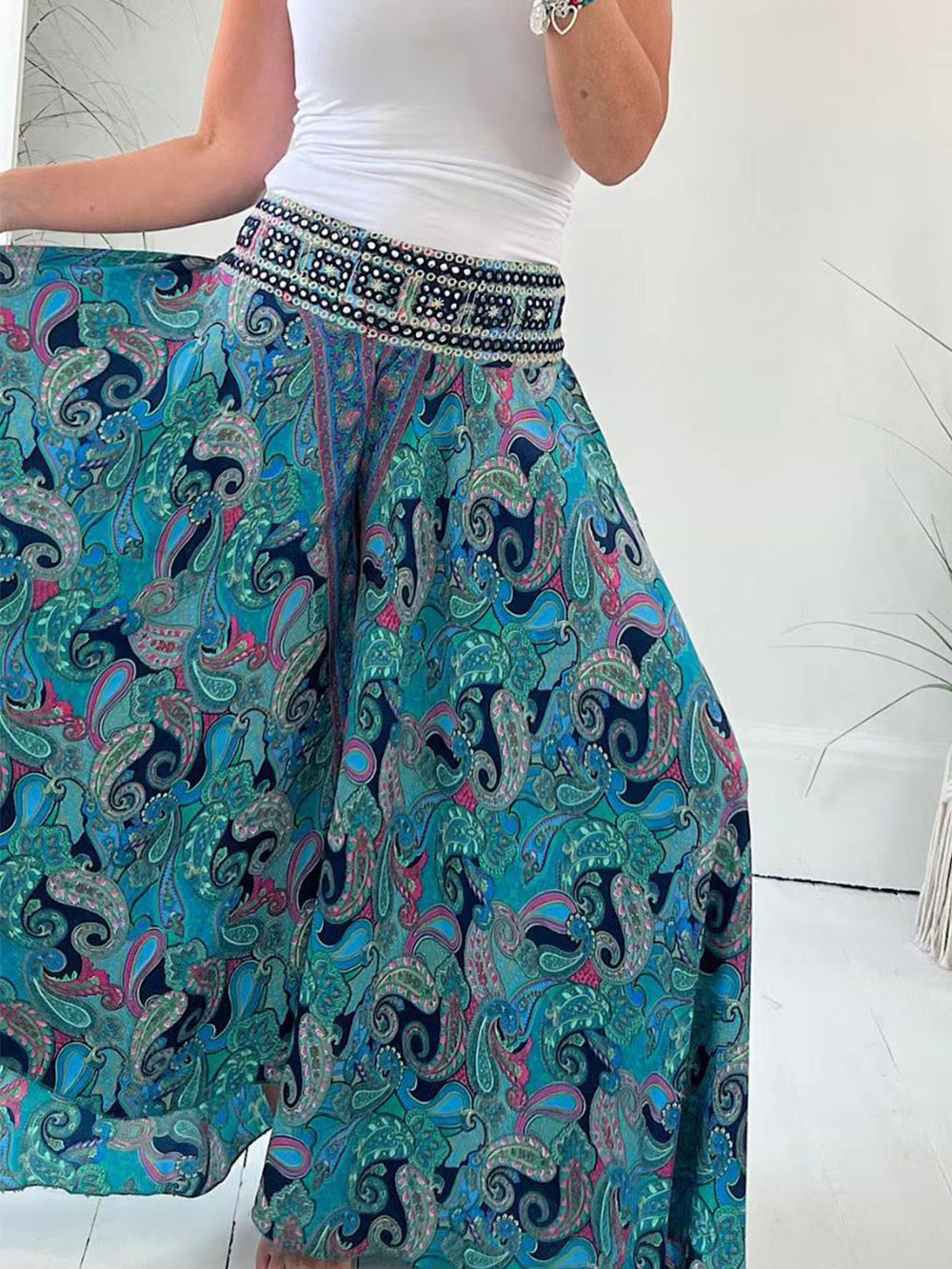 Rote Ethno Paisley Schlaghose - Lena