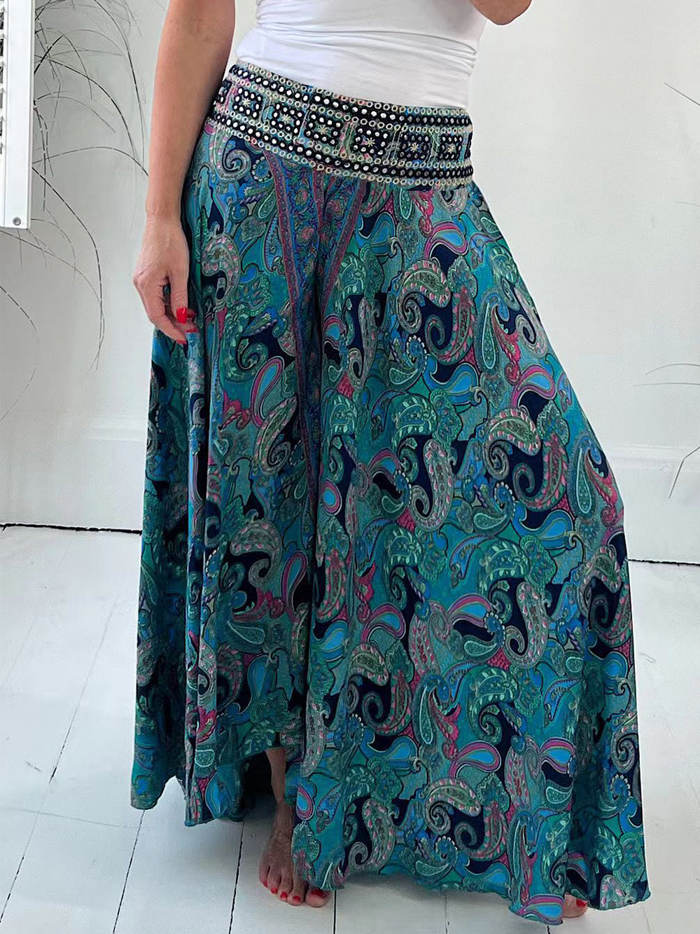 Rote Ethno Paisley Schlaghose - Lena