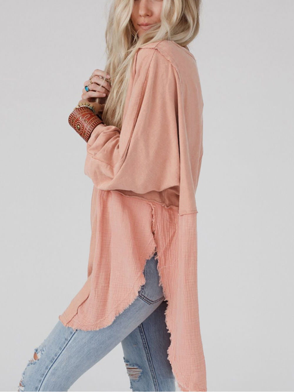Rosa Patchwork Oversize-Hemdkleid - Mila