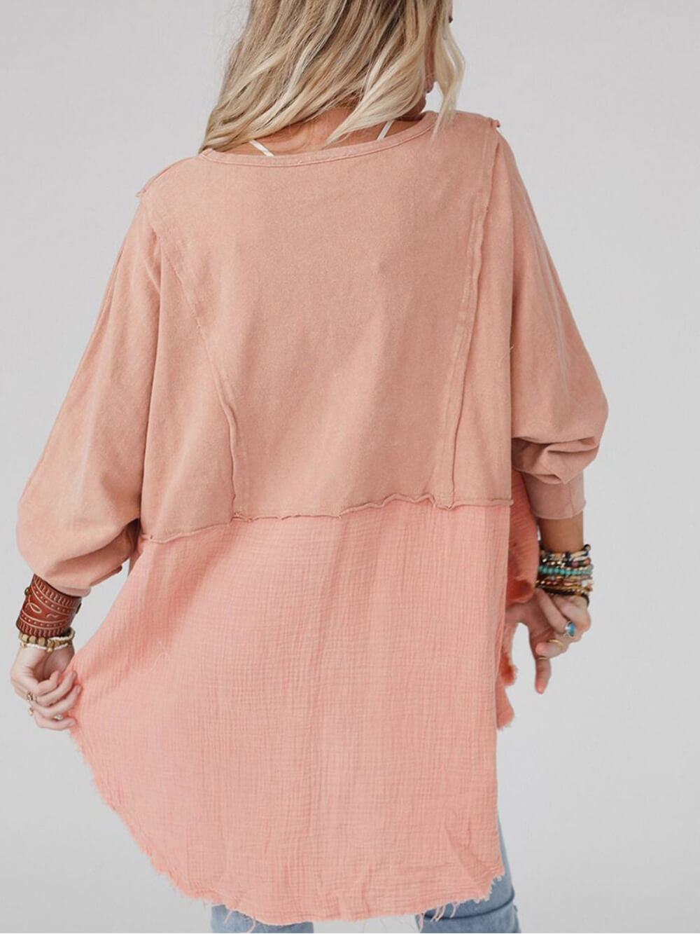 Rosa Patchwork Oversize-Hemdkleid - Mila