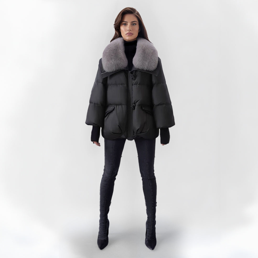 Stylische Kunstfelljacke Schwarz - Naomi