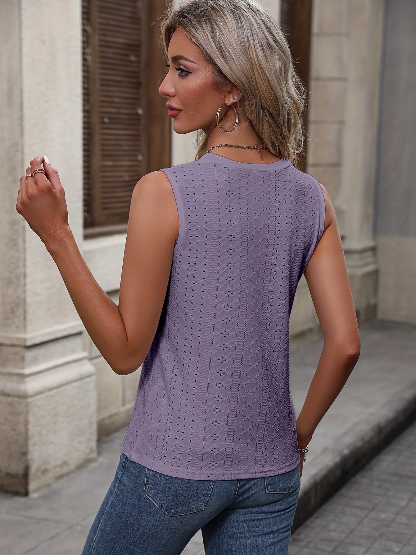 Weißes Eyelet Tanktop - Lisa
