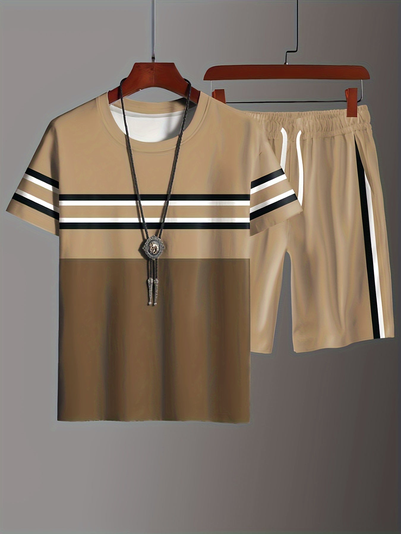 Khakifarbenes Streifen-Set - Leo