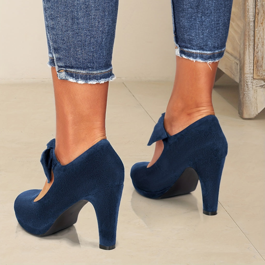 Schwarze Mary Jane Pumps mit Schleife - Lena