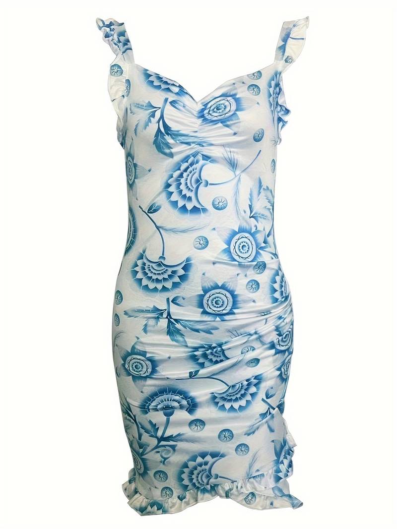 Lotte's Lila-Weiße Minikleid mit Blumen und Rüschen