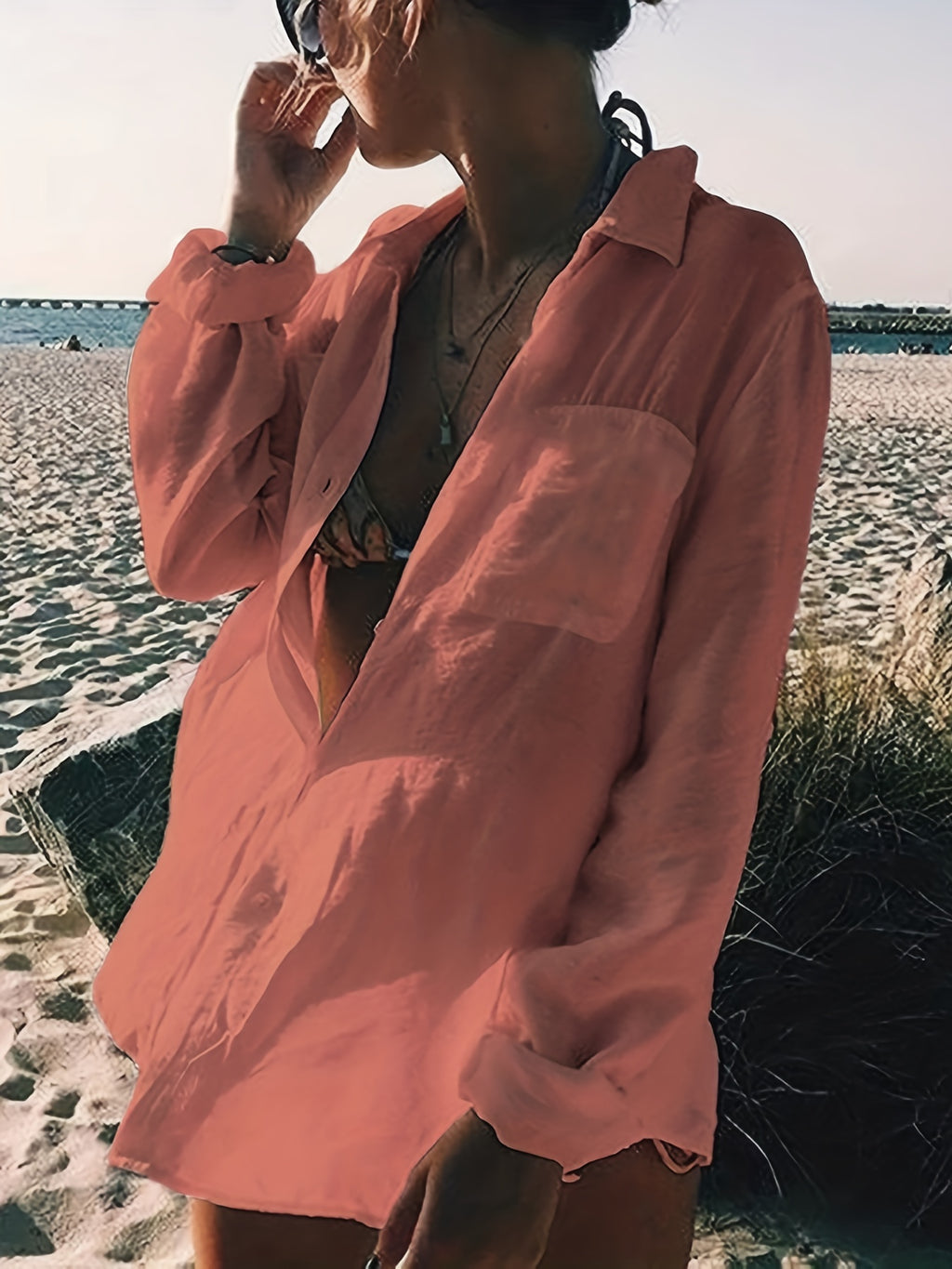 Hellblaues Langarm-Cover-Up - Sophie