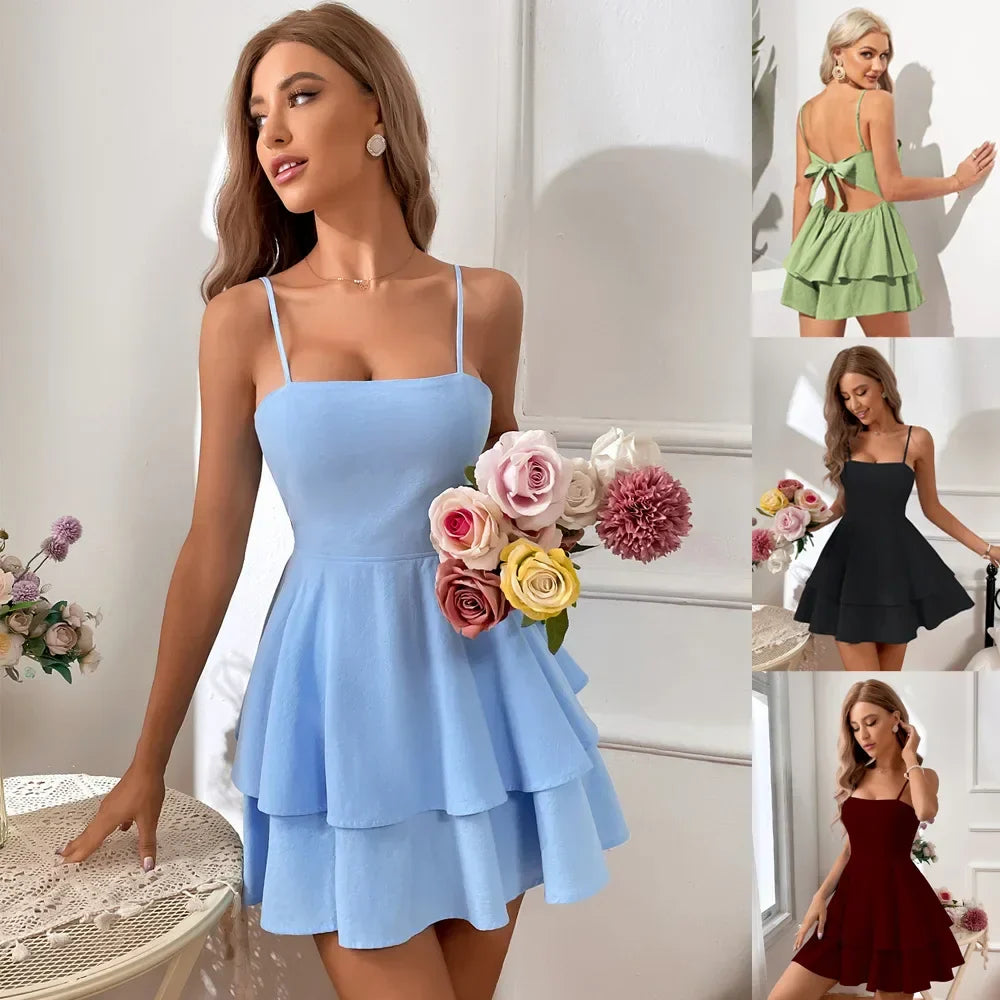 April - Grünes Elegantes Rückenfreies Kleid