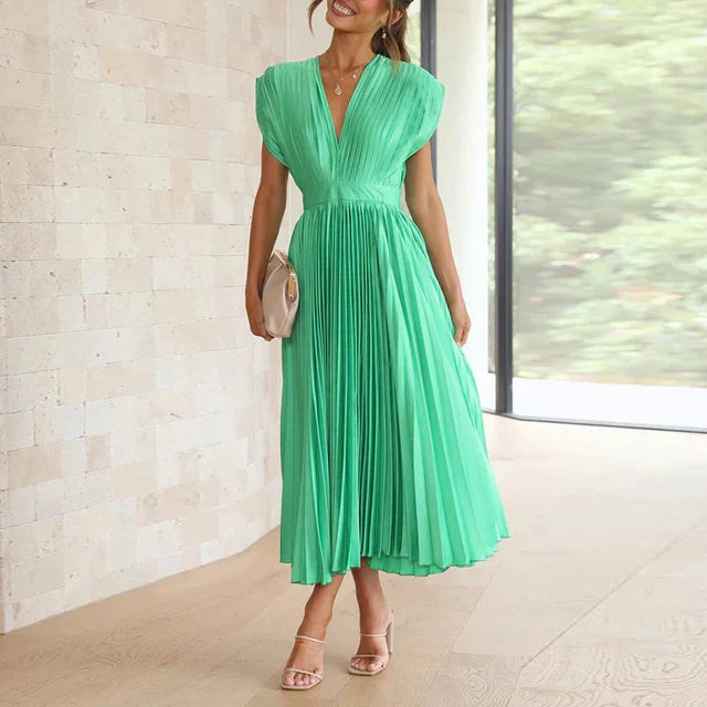 Rote Maxi Kleid mit V-Ausschnitt - Lisl