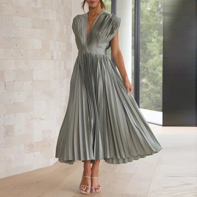 Rote Maxi Kleid mit V-Ausschnitt - Lisl