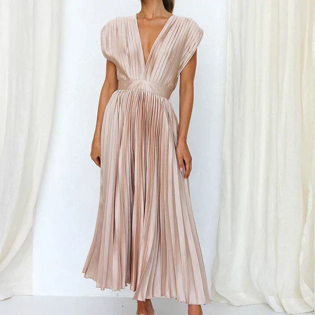 Rote Maxi Kleid mit V-Ausschnitt - Lisl