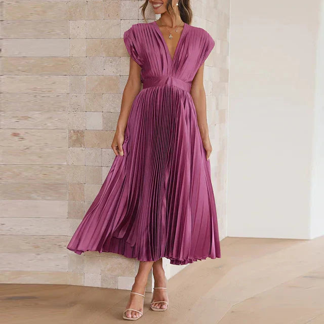 Rote Maxi Kleid mit V-Ausschnitt - Lisl