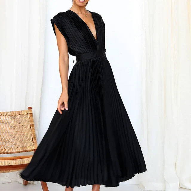 Rote Maxi Kleid mit V-Ausschnitt - Lisl