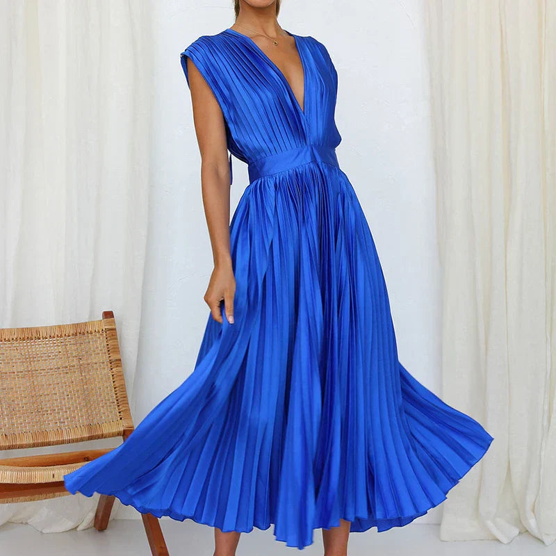 Rote Maxi Kleid mit V-Ausschnitt - Lisl