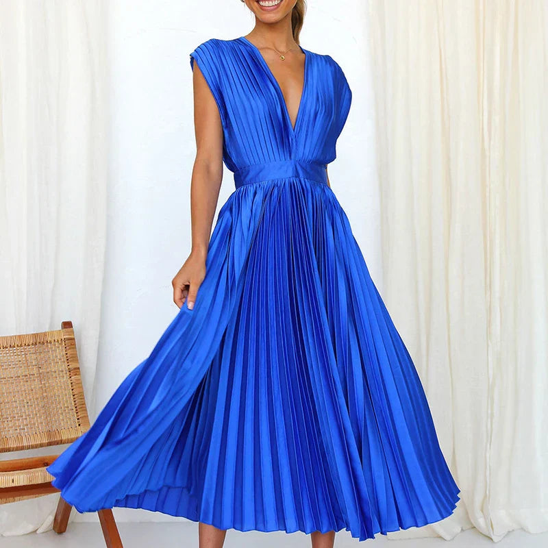 Rote Maxi Kleid mit V-Ausschnitt - Lisl