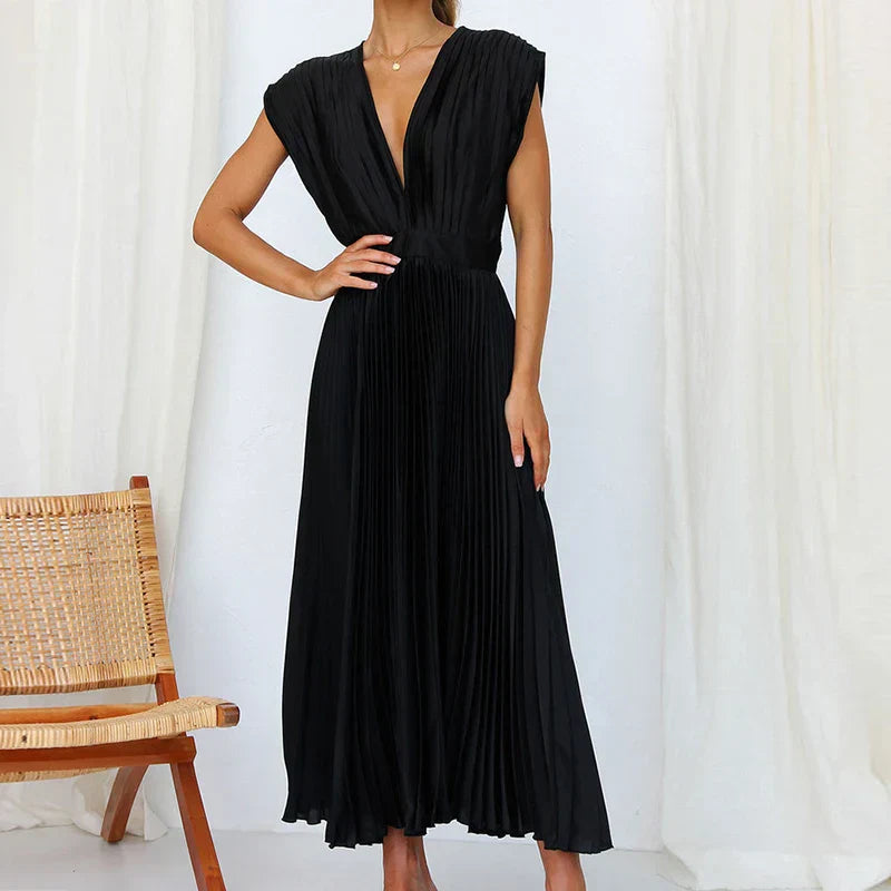 Rote Maxi Kleid mit V-Ausschnitt - Lisl