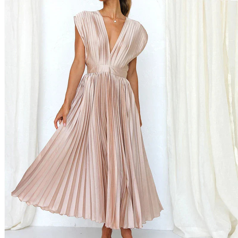 Rote Maxi Kleid mit V-Ausschnitt - Lisl