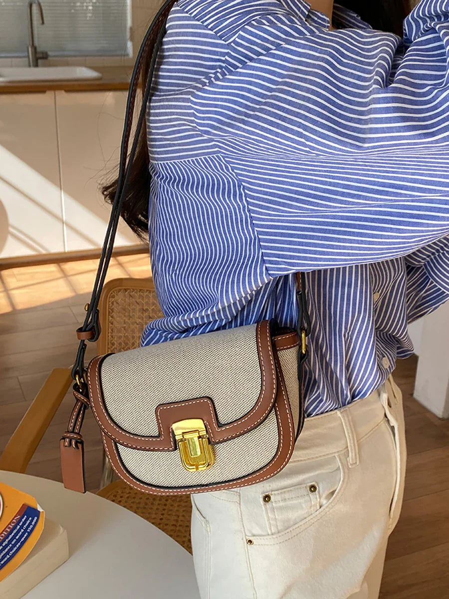 Beige Canvas-Satteltasche - Michiko