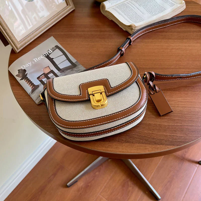 Beige Canvas-Satteltasche - Michiko