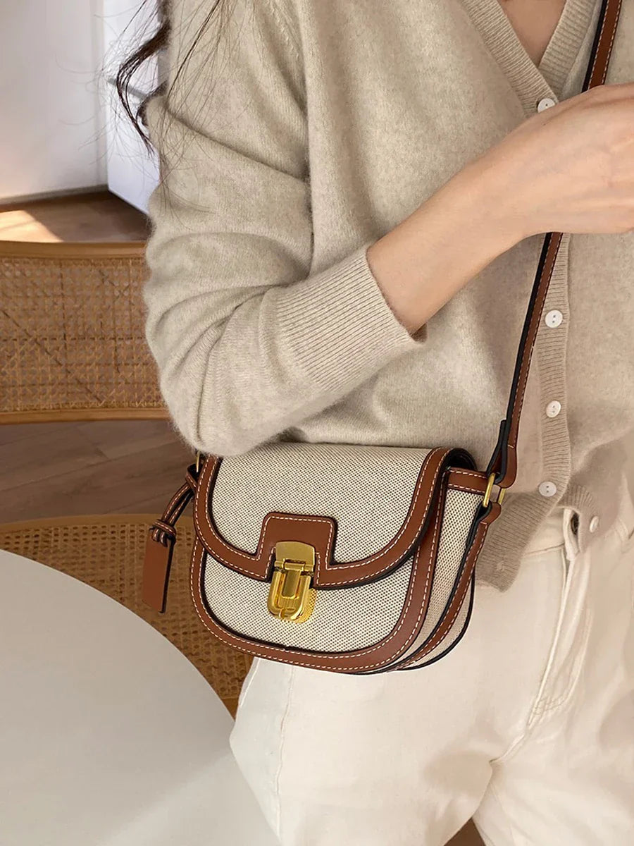 Beige Canvas-Satteltasche - Michiko