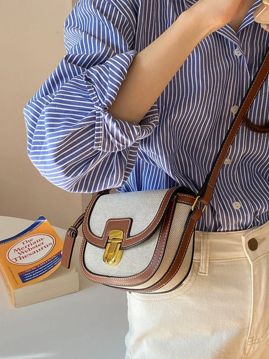 Beige Canvas-Satteltasche - Michiko