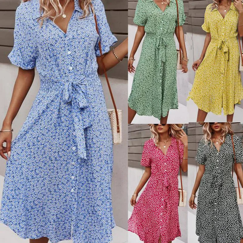 Rotes Boho Chic Midi-Kleid - Thora