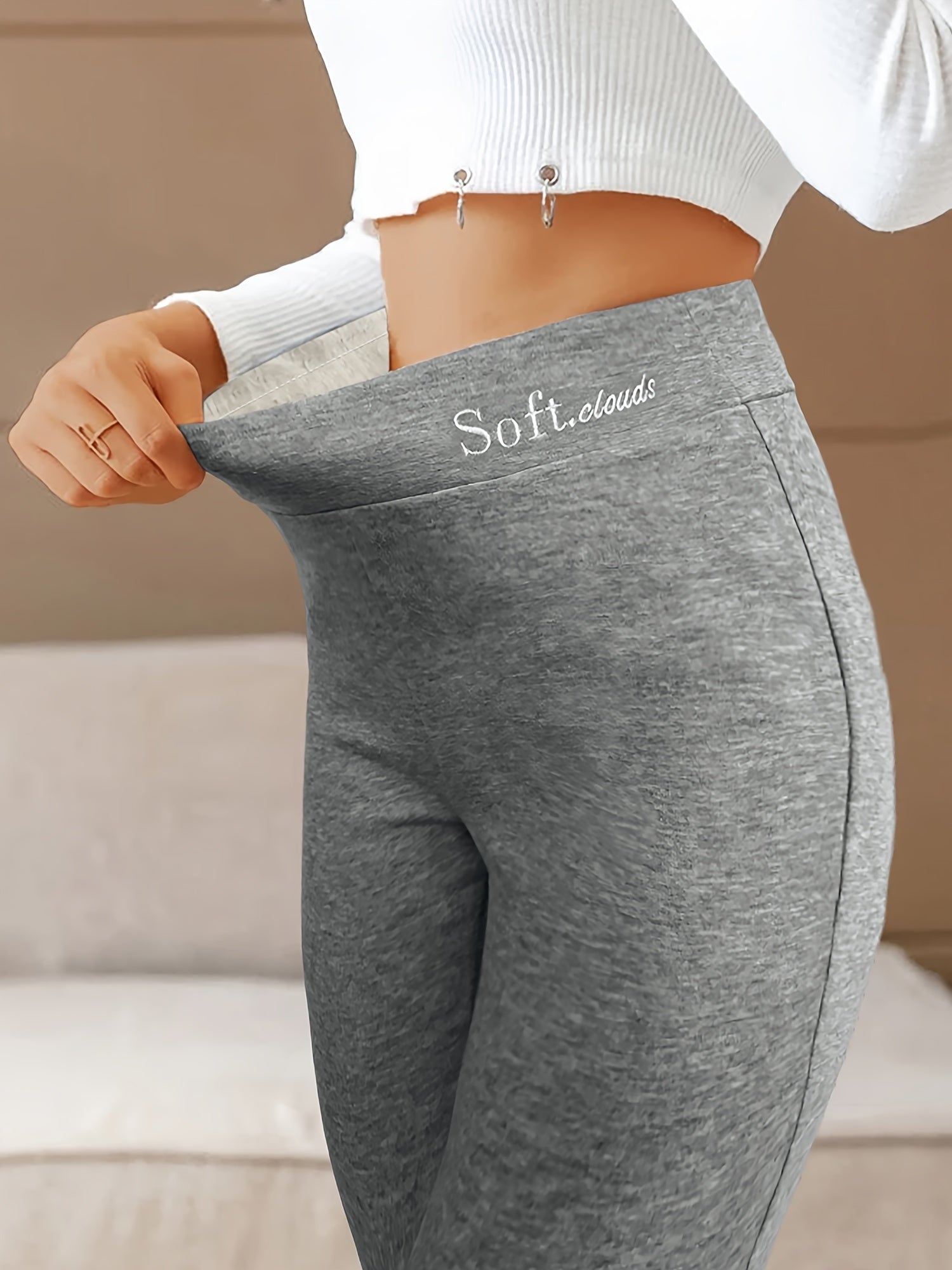 Graue Ultra-Weiche Thermo-Leggings – Emma
