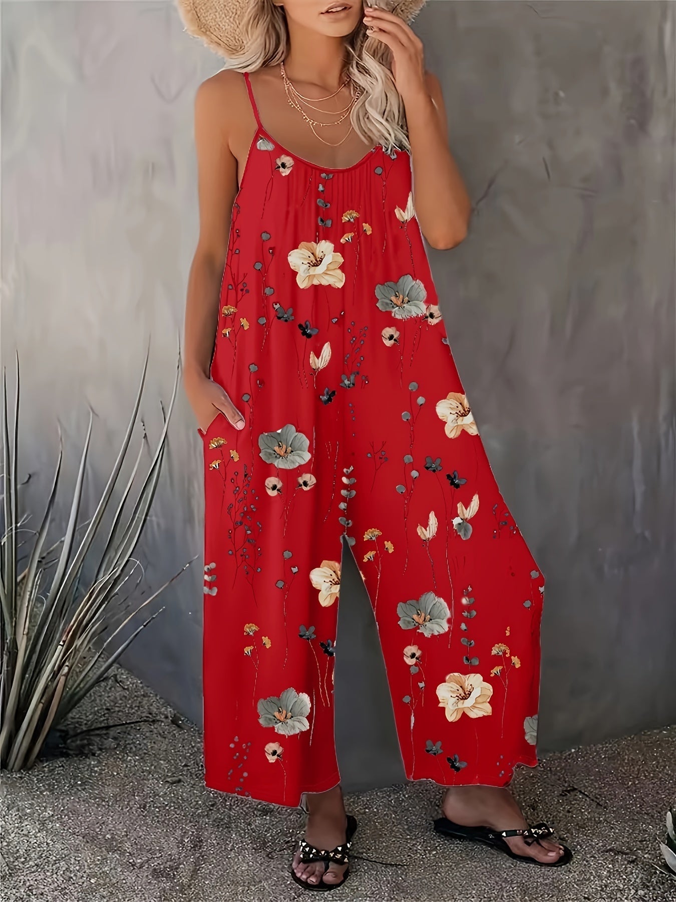 Weiße Jumpsuit mit Blumenmuster - Fleur