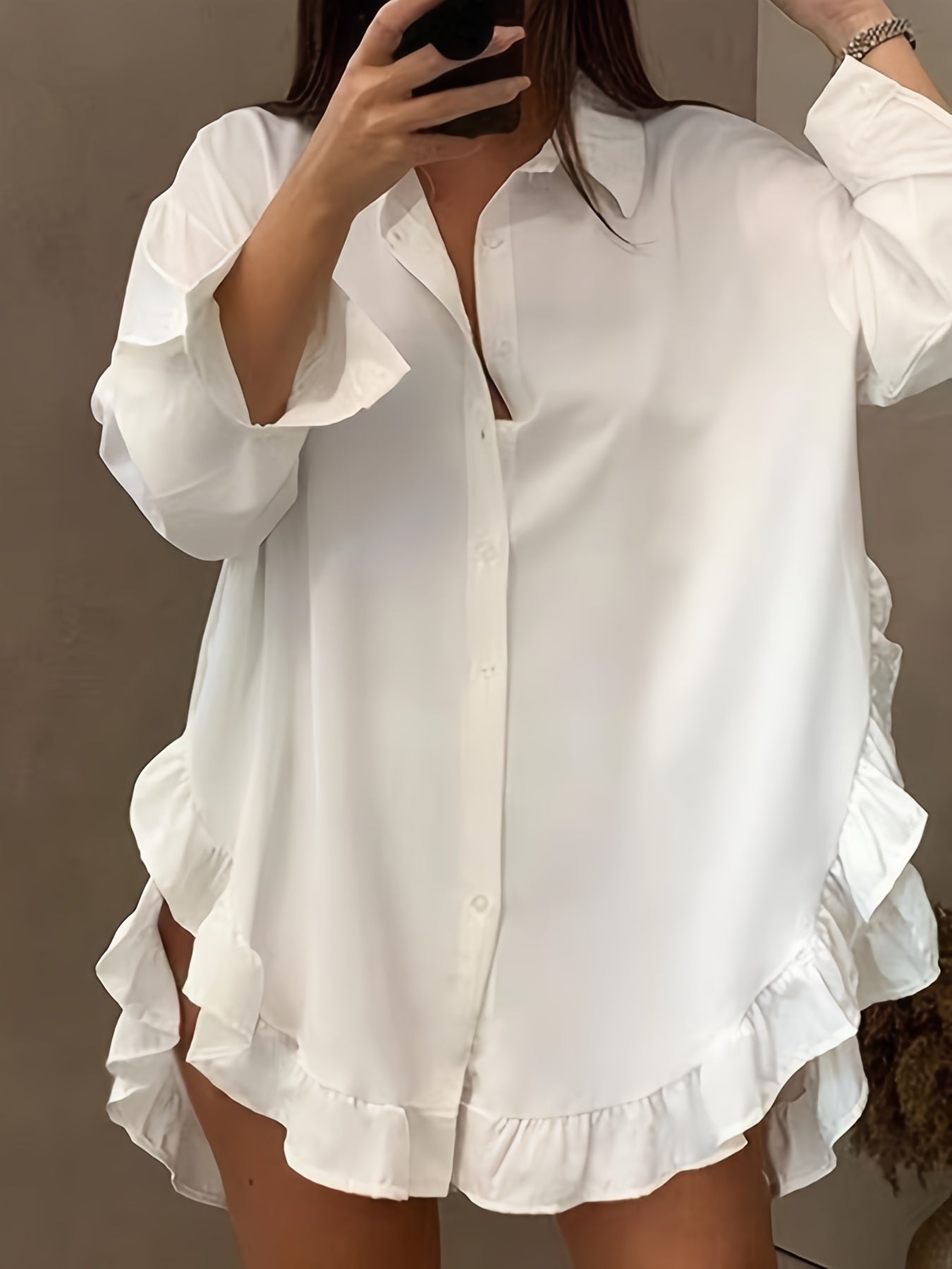 Weiße Rüschenbluse - Clara