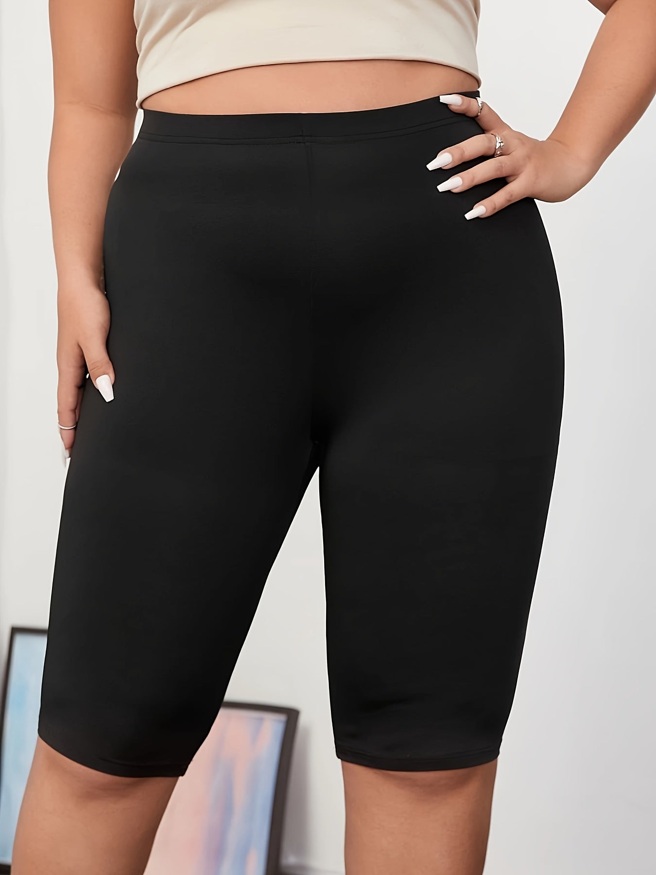 Schwarze Plus Size High Waist Shorts - Lara