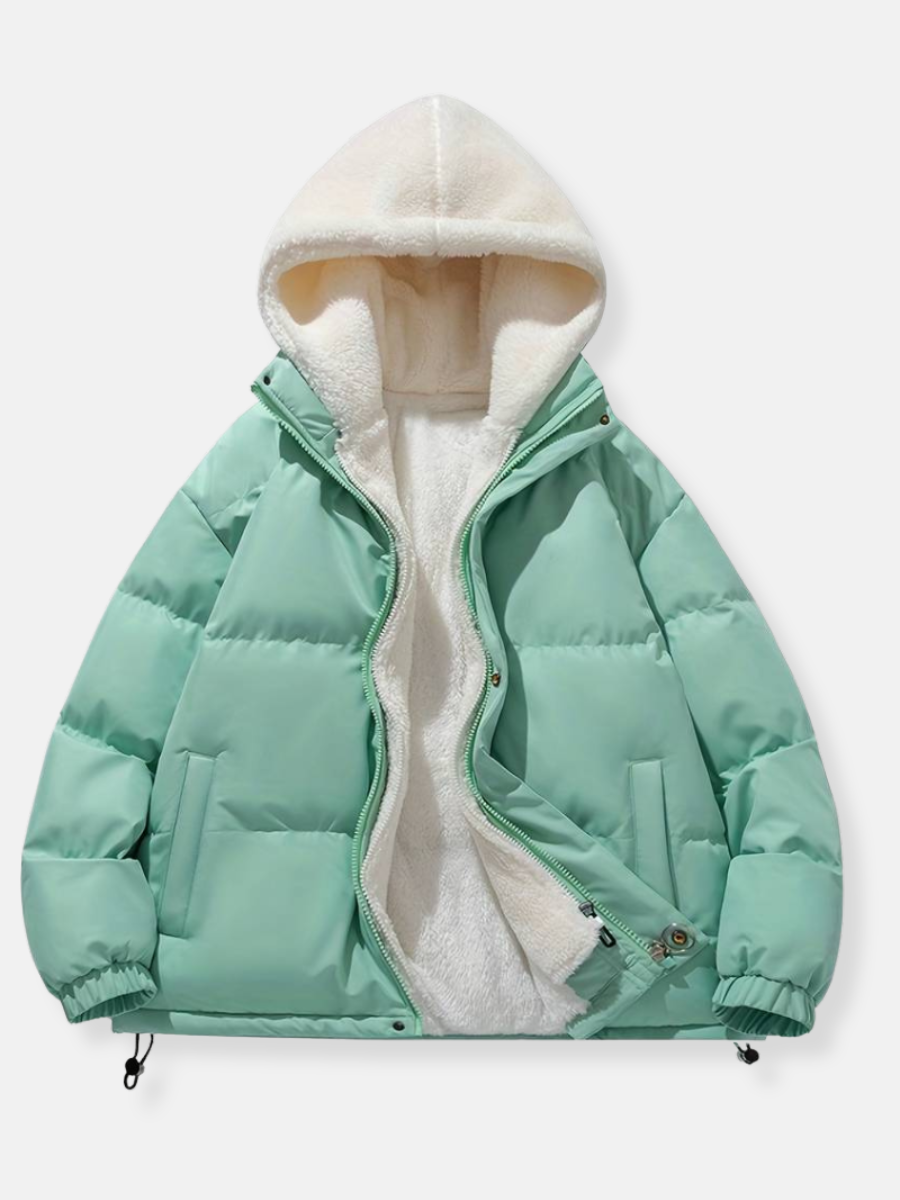 Warme Winterjacke mit Reißverschluss Rosa – Clara