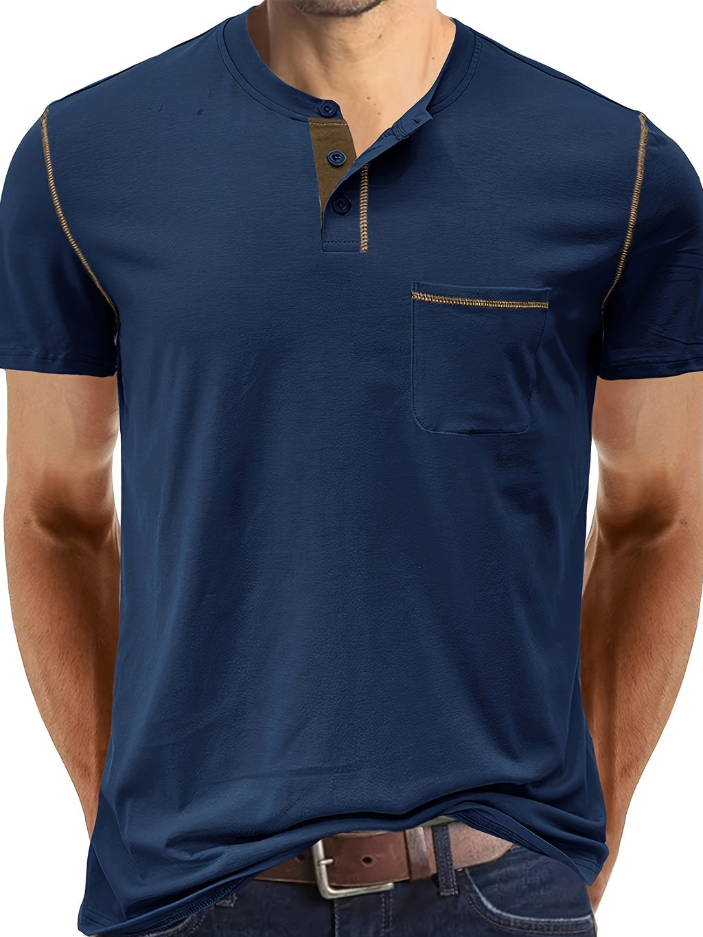 Königsblaues Henley T-Shirt - Finn