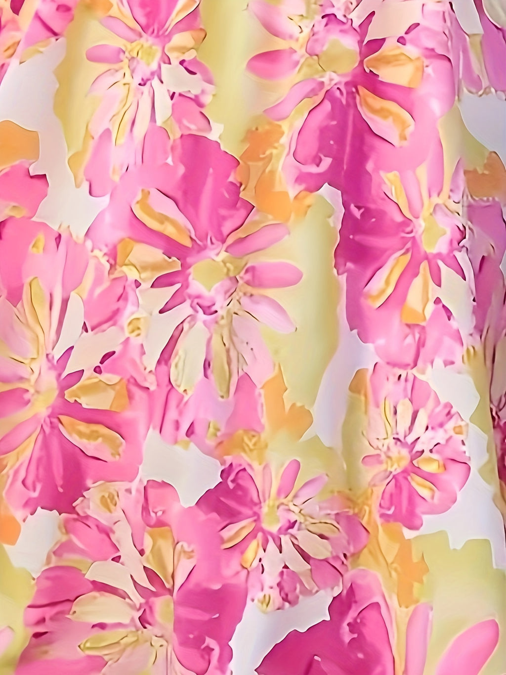 Rosa Blumenkleid mit quadratischem Ausschnitt - Clara