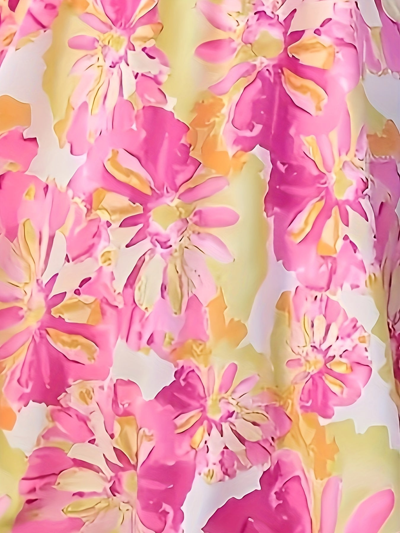 Rosa Blumenkleid mit quadratischem Ausschnitt - Clara