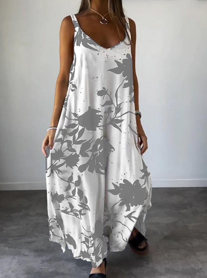 Ava - Weißes Print Slipkleid