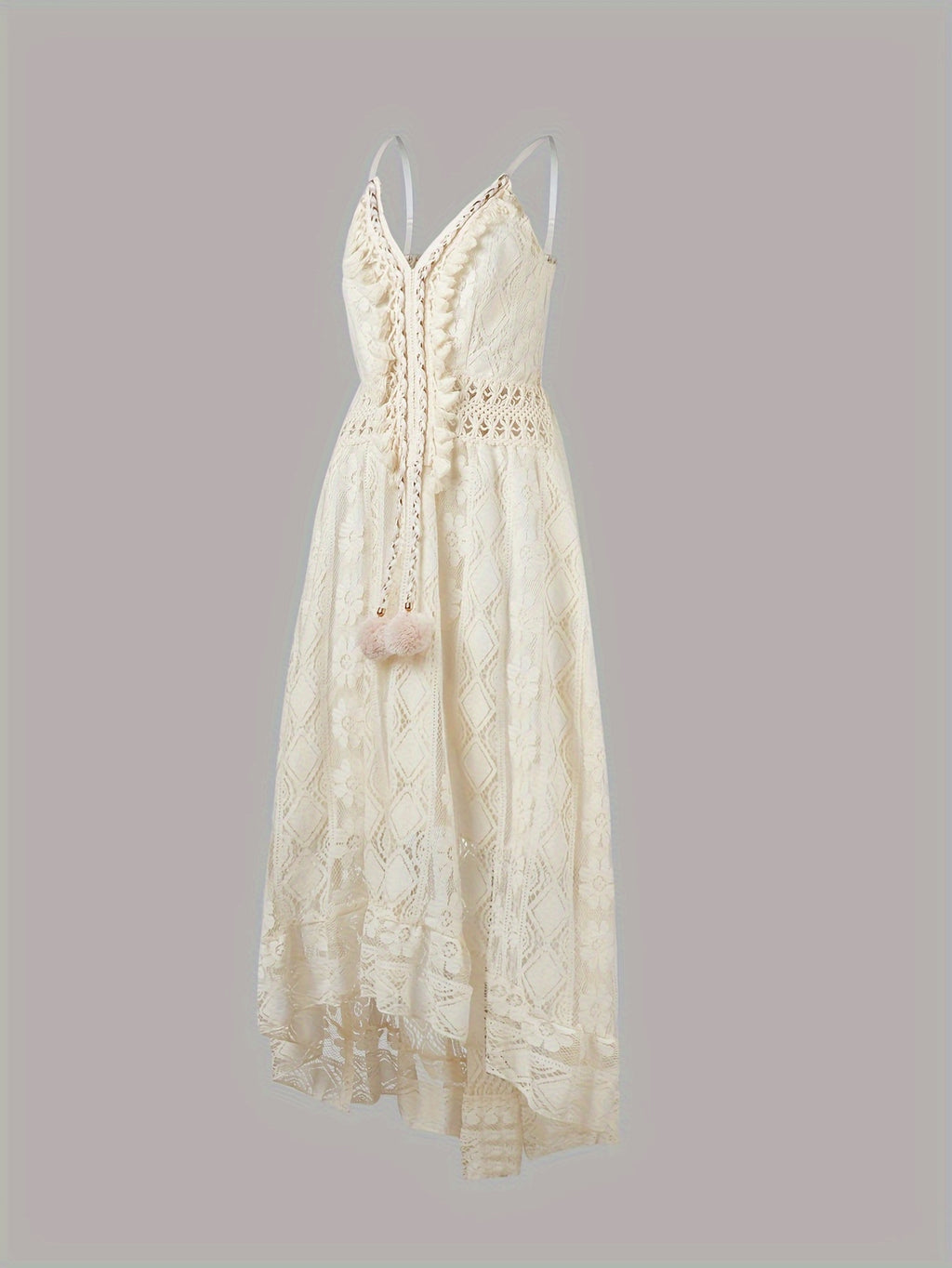 Apricotfarbenes Boho-Maxi-Swingkleid - Mila