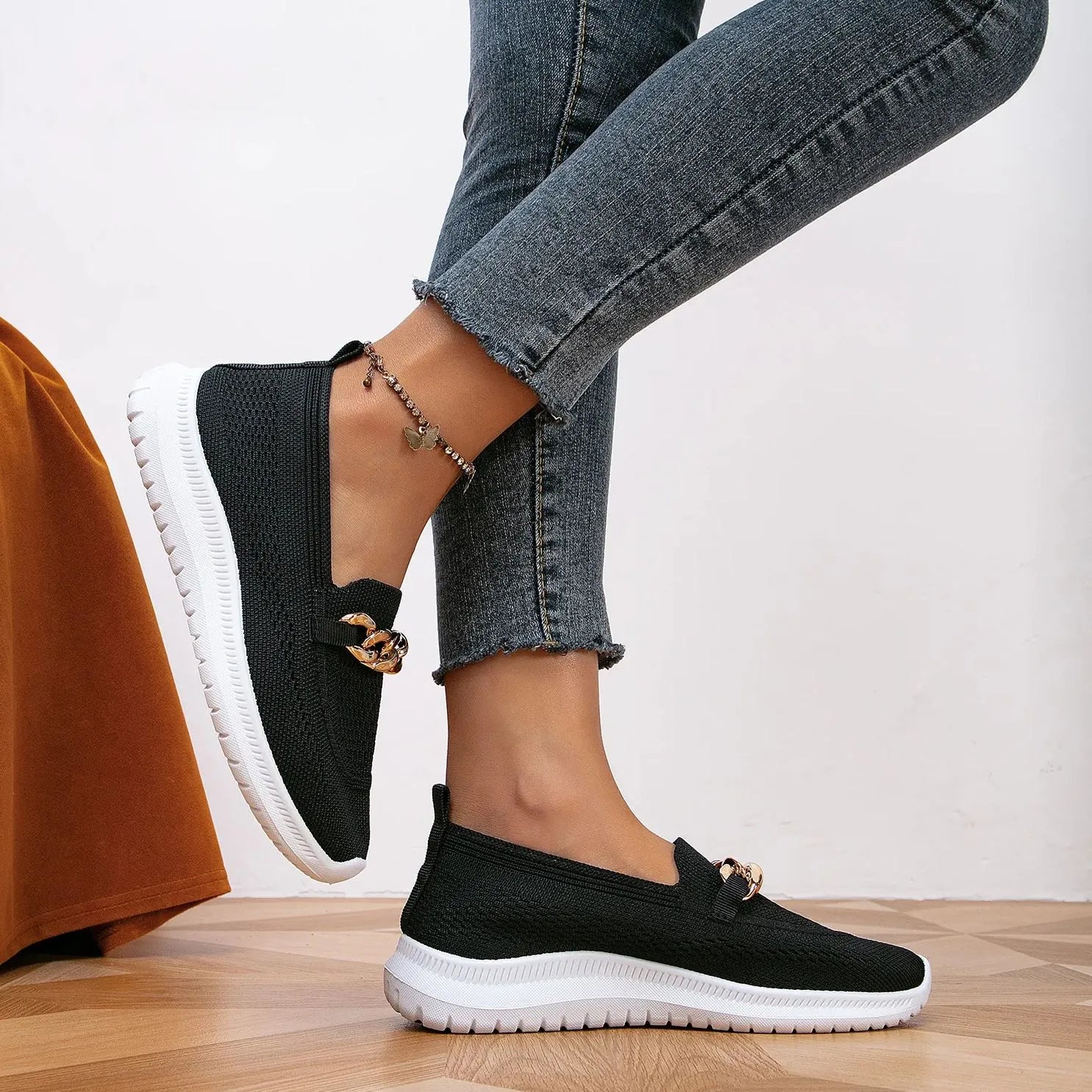 Cara - Sommerliche Gestrickte Hohle Flache Schuhe Schwarz