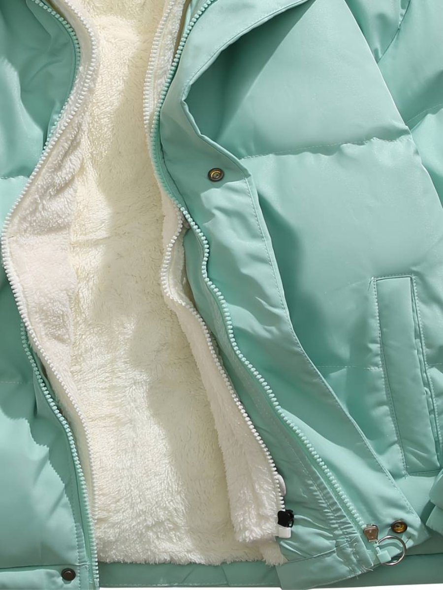 Warme Winterjacke mit Reißverschluss Rosa – Clara