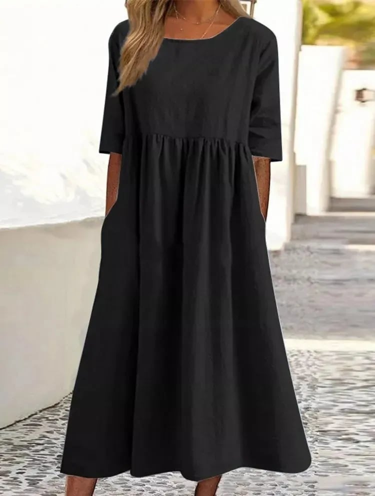 Marineblaues Baumwollkleid - Alisia