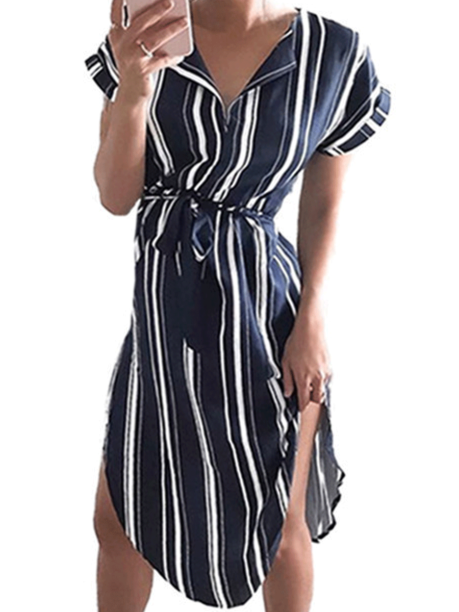Weißes V-Ausschnitt Printkleid - Alina