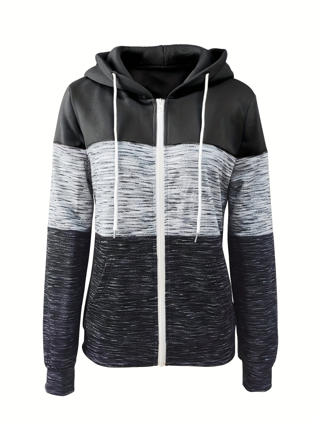 Rosa Colorblock Hoodie mit Reißverschluss - Mia