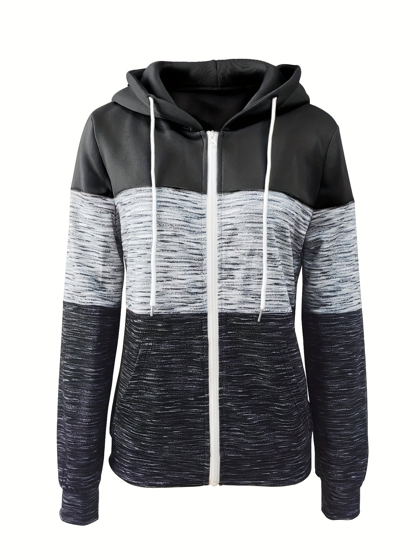 Rosa Colorblock Hoodie mit Reißverschluss - Mia