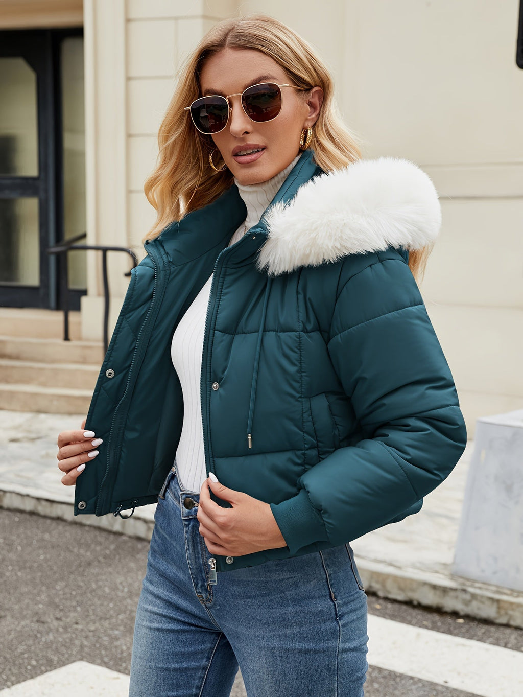 Schwarze Kurzpufferjacke - Eva