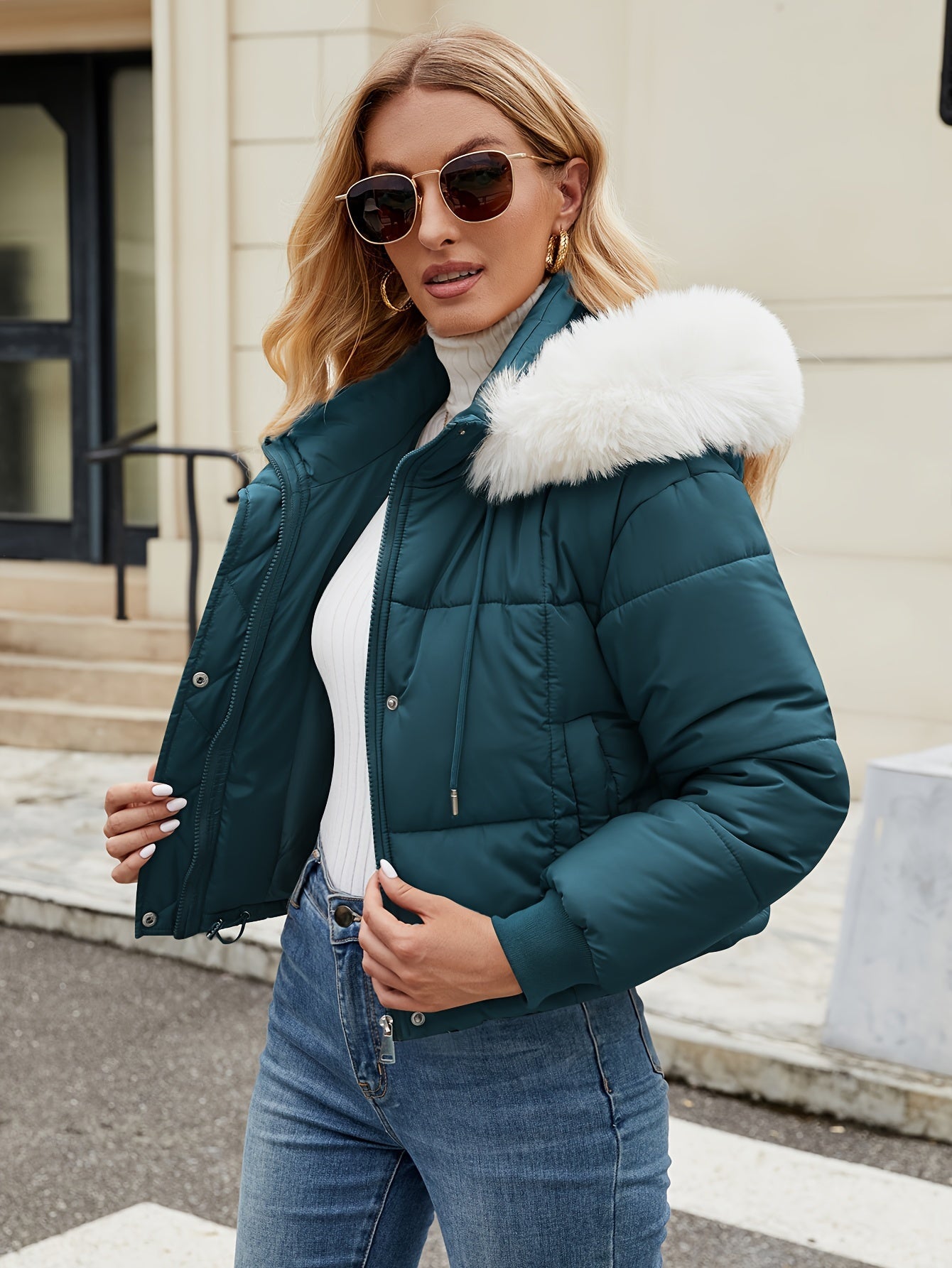 Schwarze Kurzpufferjacke - Eva