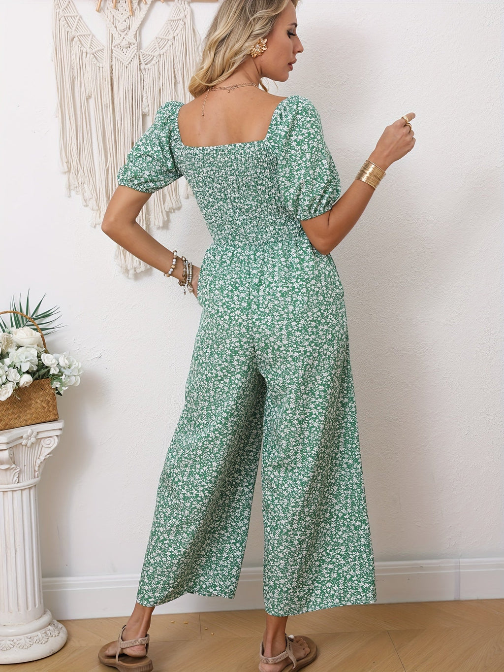 Blauer Floraler Jumpsuit - Sophia