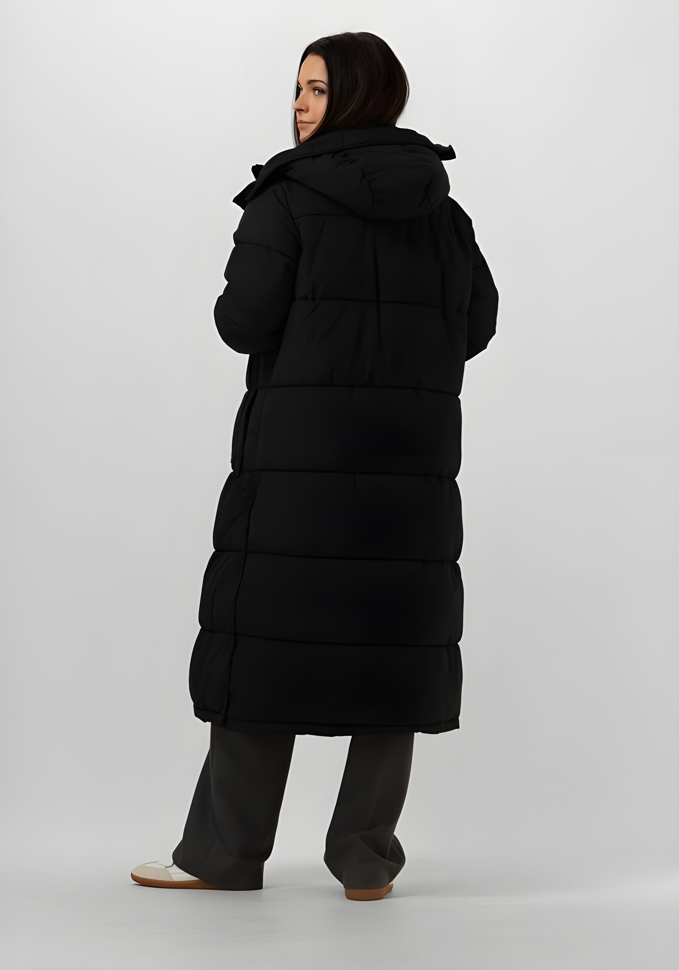 Damen Lange Winterjacke Schwarz - Mila