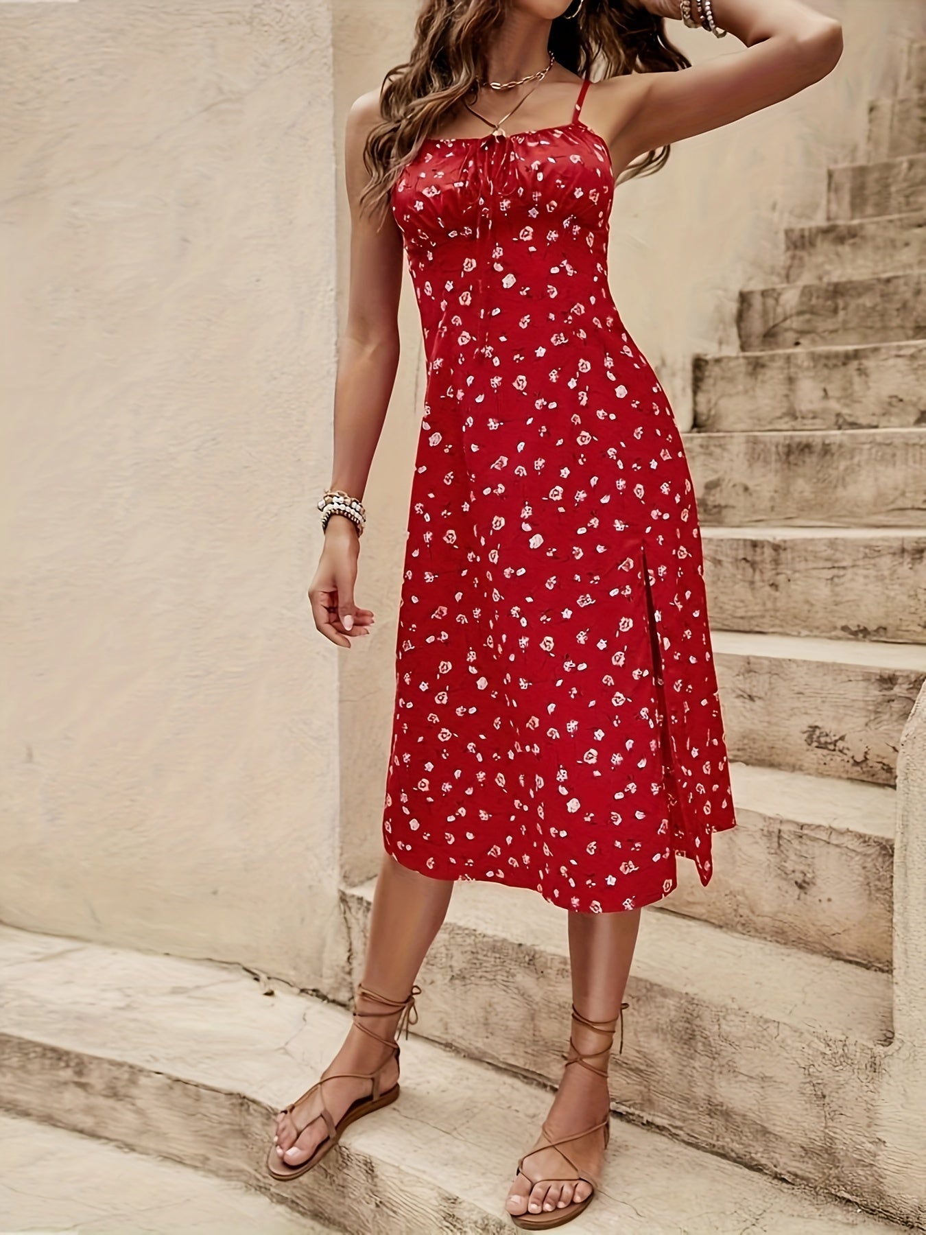 Rotes Blumenkleid - Julia