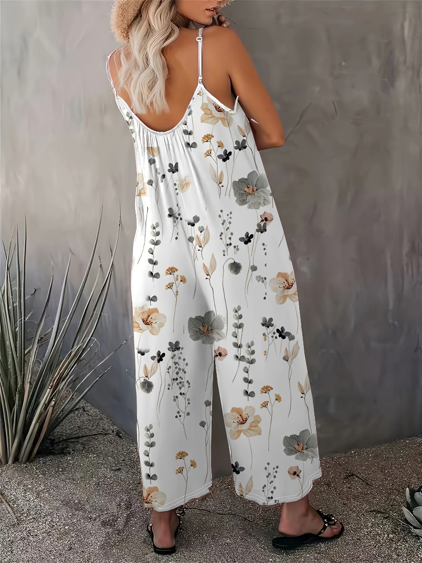 Weiße Jumpsuit mit Blumenmuster - Fleur