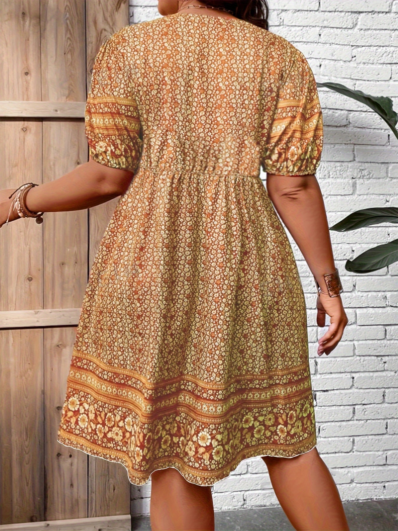 Gelbes Plus Size Blumenkleid - Lina